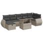 Preview: 8-tlg. Garten-Sofagarnitur mit Kissen Hellgrau Poly Rattan
