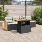 Preview: ARDEBO.de - 5tlg. Garten-Sofagarnitur mit Kissen Schwarz Poly Rattan Akazie