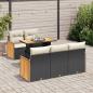 Preview: ARDEBO.de - 6-tlg. Garten-Sofagarnitur mit Kissen Schwarz Poly Rattan