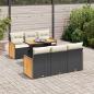 Preview: ARDEBO.de - 7-tlg. Garten-Sofagarnitur mit Kissen Schwarz Poly Rattan