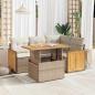 Preview: ARDEBO.de - 5-tlg. Garten-Sofagarnitur mit Kissen Beige Poly Rattan Akazie