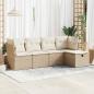 Preview: ARDEBO.de - 5-tlg. Garten-Sofagarnitur mit Kissen Beige Poly Rattan