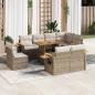 Preview: ARDEBO.de - 9-tlg. Garten-Sofagarnitur mit Kissen Beige Poly Rattan Akazie