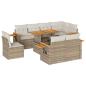 Preview: 9-tlg. Garten-Sofagarnitur mit Kissen Beige Poly Rattan Akazie