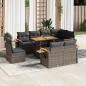 Preview: ARDEBO.de - 9-tlg. Garten-Sofagarnitur mit Kissen Grau Poly Rattan Akazie