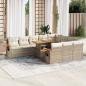 Preview: ARDEBO.de - 10-tlg. Garten-Sofagarnitur mit Kissen Beige Poly Rattan Akazie