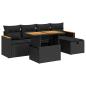 Preview: 6-tlg. Garten-Sofagarnitur mit Kissen Schwarz Poly Rattan