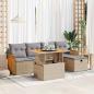 Preview: ARDEBO.de - 6-tlg. Garten-Sofagarnitur mit Kissen Beige Poly Rattan