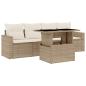 Preview: 5-tlg. Garten-Sofagarnitur mit Kissen Beige Poly Rattan