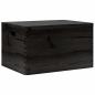 Preview: Holzkiste mit Deckel und Griffen Schwarz 40x30x23 cm Massivholz