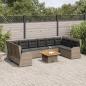 Preview: ARDEBO.de - 7-tlg. Garten-Lounge-Set mit Kissen Grau Poly Rattan