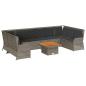 Preview: 7-tlg. Garten-Lounge-Set mit Kissen Grau Poly Rattan