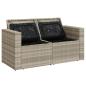 Preview: Gartensofa mit Kissen 2-Sitzer Hellgrau Poly Rattan