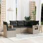 Preview: ARDEBO.de - 5-tlg. Garten-Sofagarnitur mit Kissen Hellgrau Poly Rattan