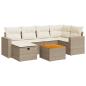 Preview: 7-tlg. Garten-Sofagarnitur mit Kissen Beige Poly Rattan