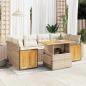 Preview: ARDEBO.de - 7-tlg. Garten-Sofagarnitur mit Kissen Beige Poly Rattan Akazie