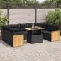 Preview: ARDEBO.de - 10-tlg. Garten-Sofagarnitur mit Kissen Schwarz Poly Rattan