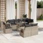 Preview: ARDEBO.de - 9-tlg. Garten-Sofagarnitur mit Kissen Hellgrau Poly Rattan
