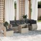 Preview: ARDEBO.de - 7-tlg. Garten-Sofagarnitur mit Kissen Hellgrau Poly Rattan