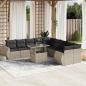 Preview: ARDEBO.de - 11-tlg. Garten-Sofagarnitur mit Kissen Hellgrau Poly Rattan