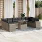 Preview: ARDEBO.de - 11-tlg. Garten-Sofagarnitur mit Kissen Hellgrau Poly Rattan