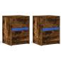 Preview: Nachttische mit LED-Leuchten 2 Stk. Räuchereiche Holzwerkstoff