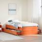 Preview: ARDEBO.de - Massivholzbett ohne Matratze mit Schubladen Braun 90x190 cm
