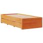 Preview: Massivholzbett ohne Matratze mit Schubladen Braun 90x190 cm