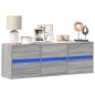 Preview: ARDEBO.de - TV-Wandschrank mit LED-Beleuchtung Grau Sonoma 130x31x45 cm