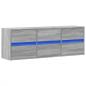Preview: TV-Wandschrank mit LED-Beleuchtung Grau Sonoma 130x31x45 cm