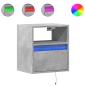Preview: Wand-Nachttische mit LED-Leuchten 2 Stk. Betongrau