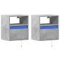 Preview: Wand-Nachttische mit LED-Leuchten 2 Stk. Betongrau