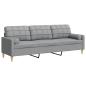 Preview: ARDEBO.de - Sofa 3-Sitzer mit Zierkissen Hellgrau 210 cm Stoff