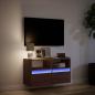 Preview: TV-Wandschrank mit LED-Beleuchtung Braun Eiche-Optik 80x31x45cm