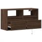 Preview: TV-Wandschrank mit LED-Beleuchtung Braun Eiche-Optik 80x31x45cm