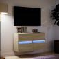 Preview: TV-Wandschränke mit LED-Beleuchtung 2 Stk. Sonoma 41x31x45 cm