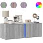 Preview: TV-Wandschrank mit LED-Beleuchtung Grau Sonoma 100x31x35 cm