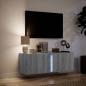 Preview: TV-Wandschrank mit LED-Beleuchtung Grau Sonoma 100x31x35 cm