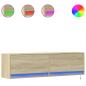 Preview: TV-Wandschrank mit LED-Beleuchtung Sonoma-Eiche 140x31x38 cm