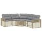 Preview: Gartensofa in L-Form mit Kissen und Fußbank Beige Poly Rattan