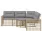 Preview: Gartensofa in L-Form mit Kissen und Fußbank Beige Poly Rattan