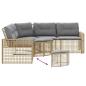 Preview: Gartensofa in L-Form mit Kissen und Fußbank Beige Poly Rattan