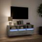 Preview: TV-Wandschrank mit LED-Beleuchtung Grau Sonoma 130x31x45 cm