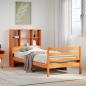Preview: ARDEBO.de - Massivholzbett mit Regal ohne Matratze Wachsbraun 75x190 cm