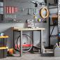 Preview: Werkbank 100x60x83 cm Massivholz Eiche Rechteckig