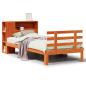 Preview: Massivholzbett mit Regal ohne Matratze Wachsbraun 100x200 cm