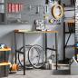 Preview: Werkbank Dunkelbraun 100x60x(71,5-98) cm Massivholz Eiche