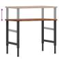 Preview: Werkbank Dunkelbraun 100x60x(71,5-98) cm Massivholz Eiche