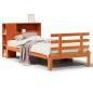 Preview: Massivholzbett mit Regal ohne Matratze Wachsbraun 75x190 cm