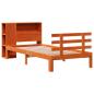 Preview: Massivholzbett mit Regal ohne Matratze Wachsbraun 75x190 cm